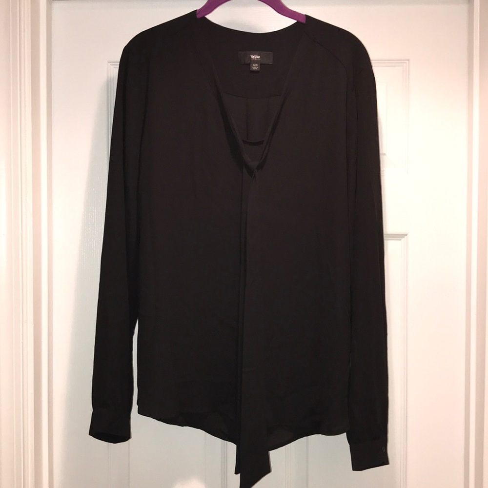 Women’s Black Tie Neck Blouse